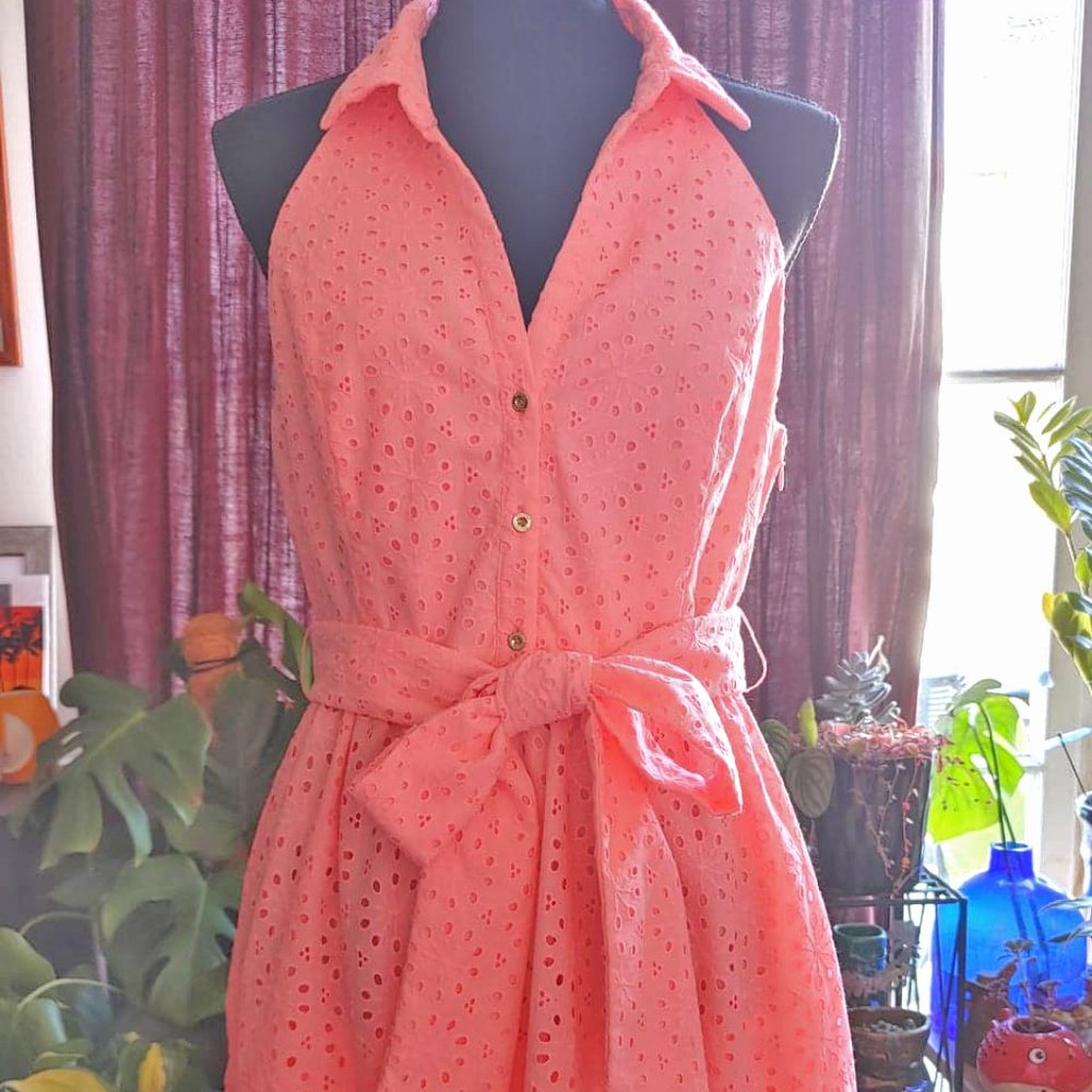 Lilly Pulitzer "Shellona Coral" Lined Trisha Shirtdress NWT - Size 10